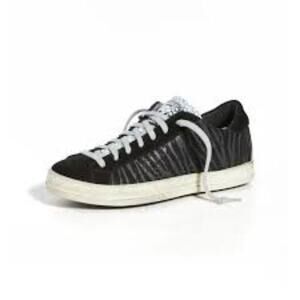 P448 JOHN ZEBRA METALLIC STRIPE BLACK SNEAKER SIZE 40 (9/9.5)